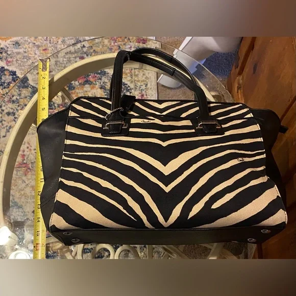Coach Taylor Zebra Print Tote Shoulder Bag Y2K Silver Hardware - Picture 3 of 16